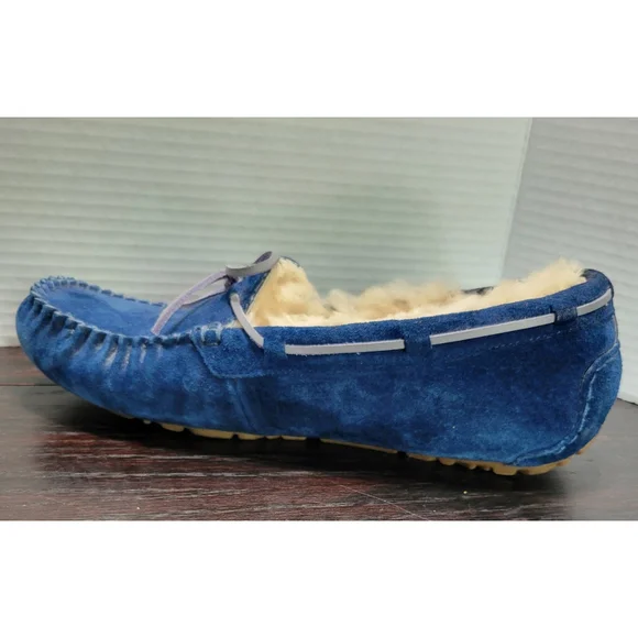 UGG Women 10 EU 40 Peacock Blue Dakota Moccasins Slippers Sherling Lined - Picture 7 of 12